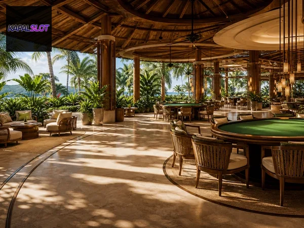 Ilustrasi meja poker kapal dengan suasana permainan yang fokus